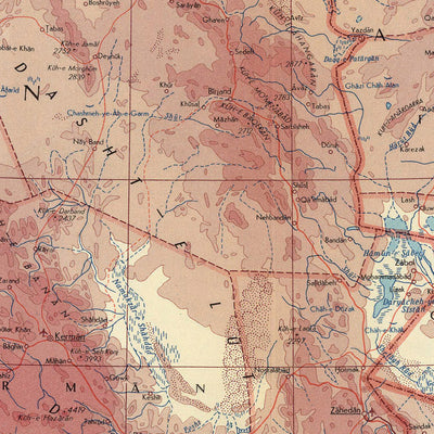 Ancienne carte de l'Iran et de l'Afghanistan, 1967 : mer Caspienne, golfe Persique, Pakistan occidental 