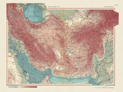 Ancienne carte de l'Iran et de l'Afghanistan, 1967 : mer Caspienne, golfe Persique, Pakistan occidental 