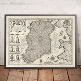 Viejo mapa de Irlanda, Éireann 1611 de John Speed ​​- Mapa antiguo antiguo monocromo