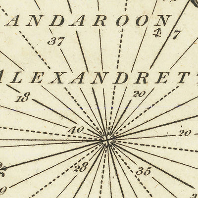 Ancien Golfe d'Alexandretta, Turquie, Carte Nautique par Heather, 1802 : Iskenderun, Scandaroon, Antioche, Rivière Ceyhan 