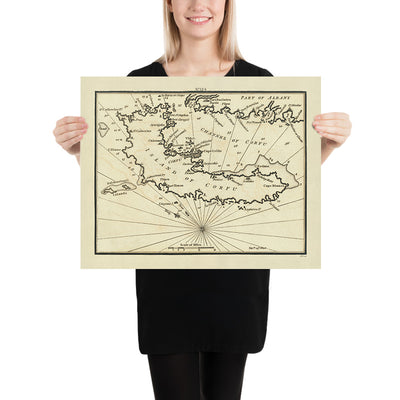 Old Island of Corfu Nautical Chart by Heather, 1802: Albania Coast, Fort St. Stephen, Port Cavagol, Venetian Influence