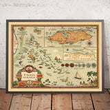 Mappa Antica delle Bahamas, 1951: Mappa Pittorica di Nassau, Nuova Provvidenza e Vita Bahamense 