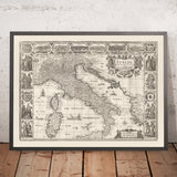 Alte monochrome Karte von Italien, 1627 von John Speed - Korsika, Sardinien, Sizilien, Venedig, Rom, Der Papst 
