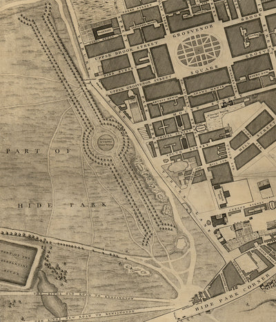 Vollständige große Karte von London im Jahr 1746 von John Rocque 