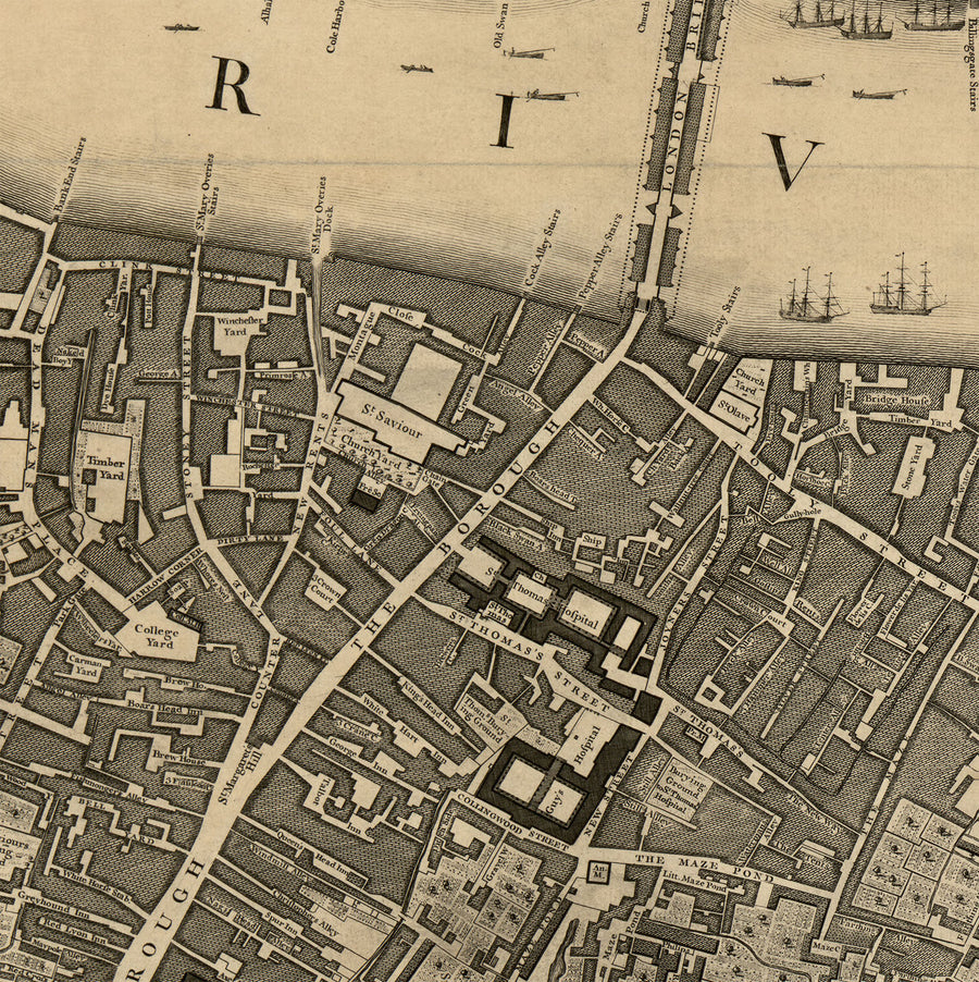 Grande carte complète de Londres en 1746 par John Rocque