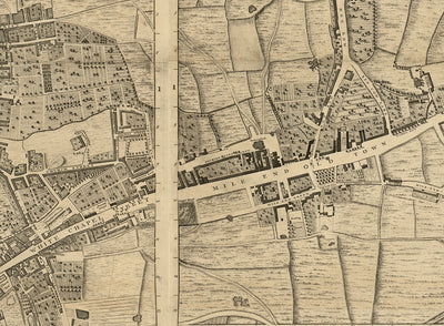Vollständige große Karte von London im Jahr 1746 von John Rocque 