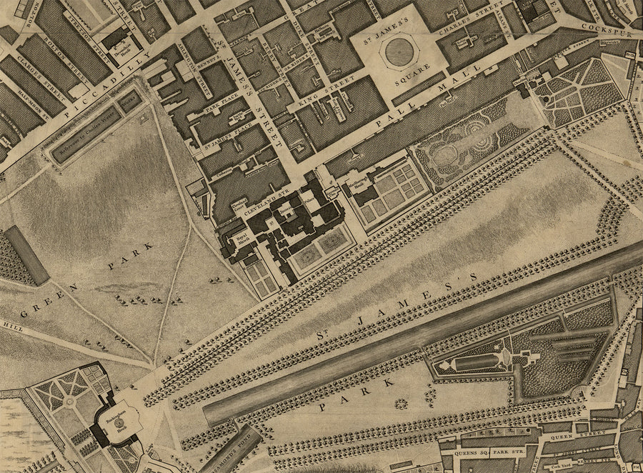 Grande carte complète de Londres en 1746 par John Rocque