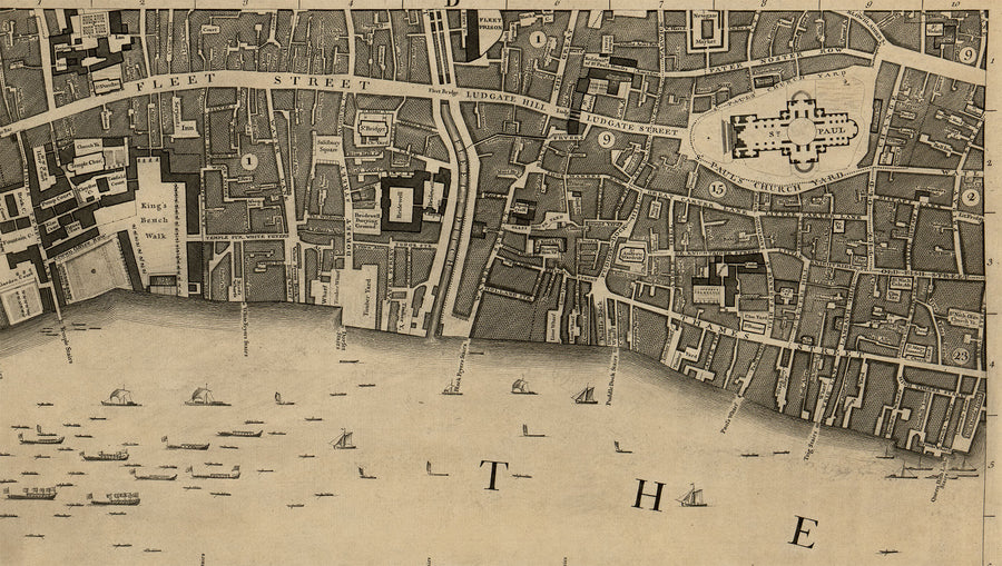 Grande carte complète de Londres en 1746 par John Rocque