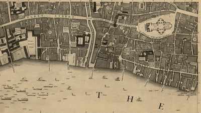 Vollständige große Karte von London im Jahr 1746 von John Rocque 