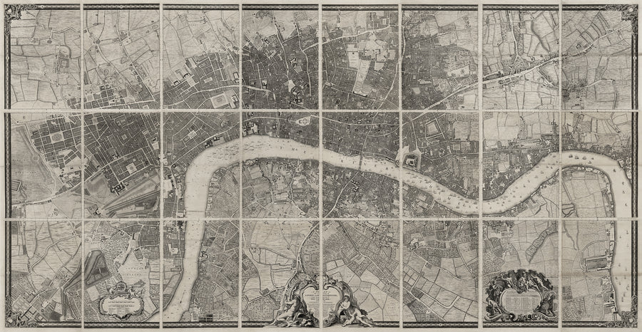Grande carte complète de Londres en 1746 par John Rocque