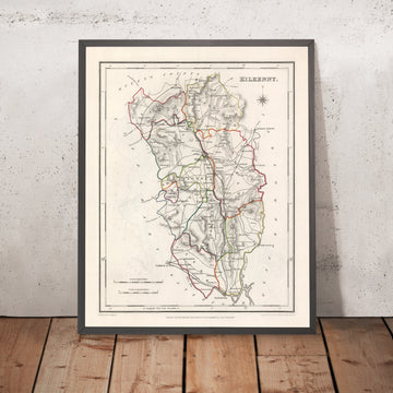Mapa antiguo del condado de Kilkenny por Samuel Lewis, 1844: Thomastown, Callan, Castlecomer, Graiguenamanagh, Jerpoint Abbey