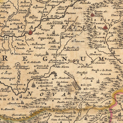 Old Map of the Kingdoms of Spain & Portugal by Visscher, 1690: Madrid, Lisbon, Barcelona, Gibraltar, Porto