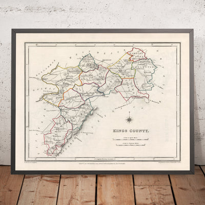 Old Map of County Offaly (King's) by Samuel Lewis, 1844: Tullamore, Birr, Banagher, Clara, Edenderry