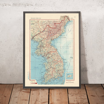Alte Karte von Nord- und Südkorea, 1967: Seoul, Busan, Jeju-Insel, Koreakrieg, Taebaek-Gebirge 