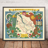 Ancienne carte des vins de Bordeaux par Hetreau, 1954 : Bordeaux, Saint-Émilion, Pomerol, Médoc, Garonne 