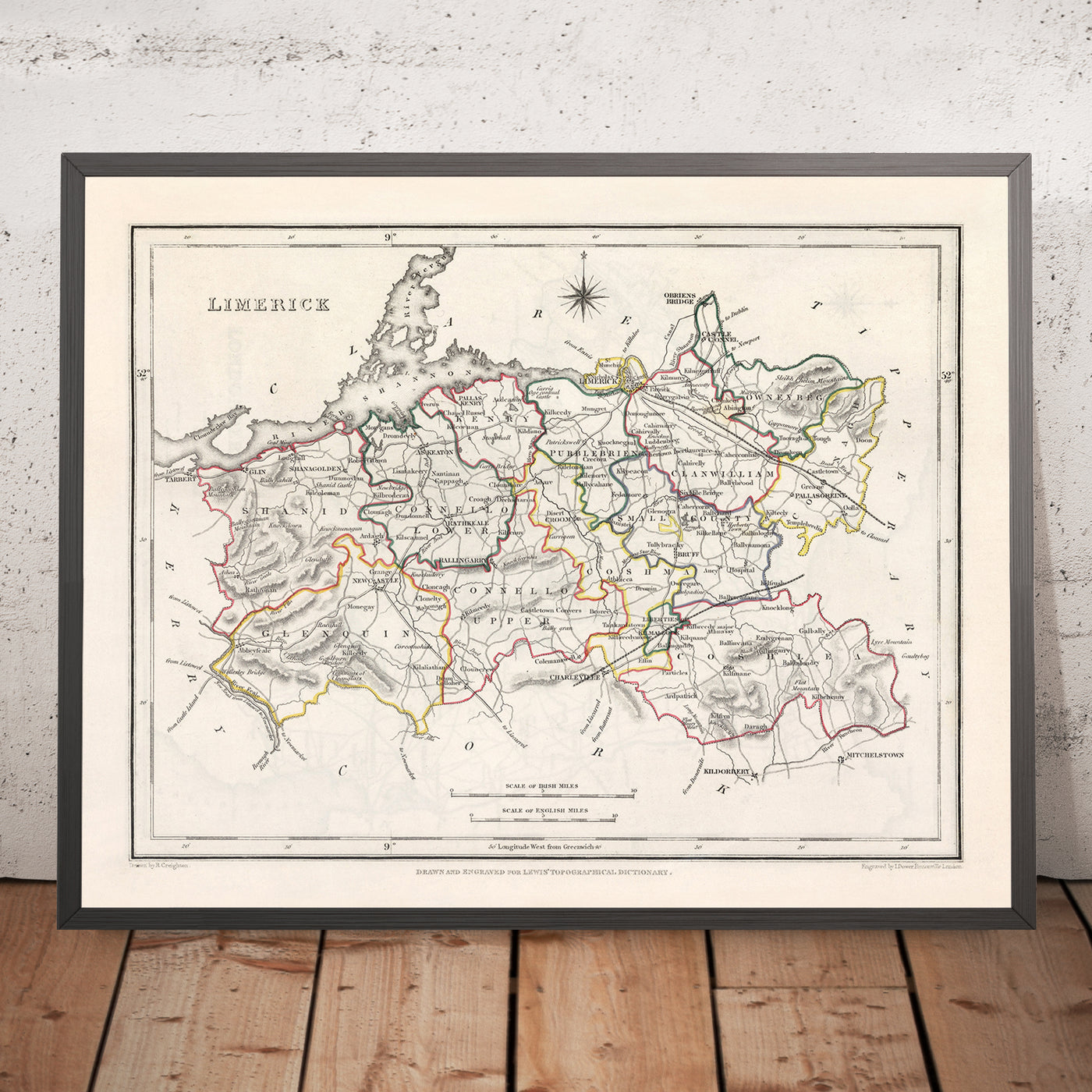 Old Map of County Limerick by Samuel Lewis, 1844: Adare, Askeaton, Bruree, Croom, Kilmallock