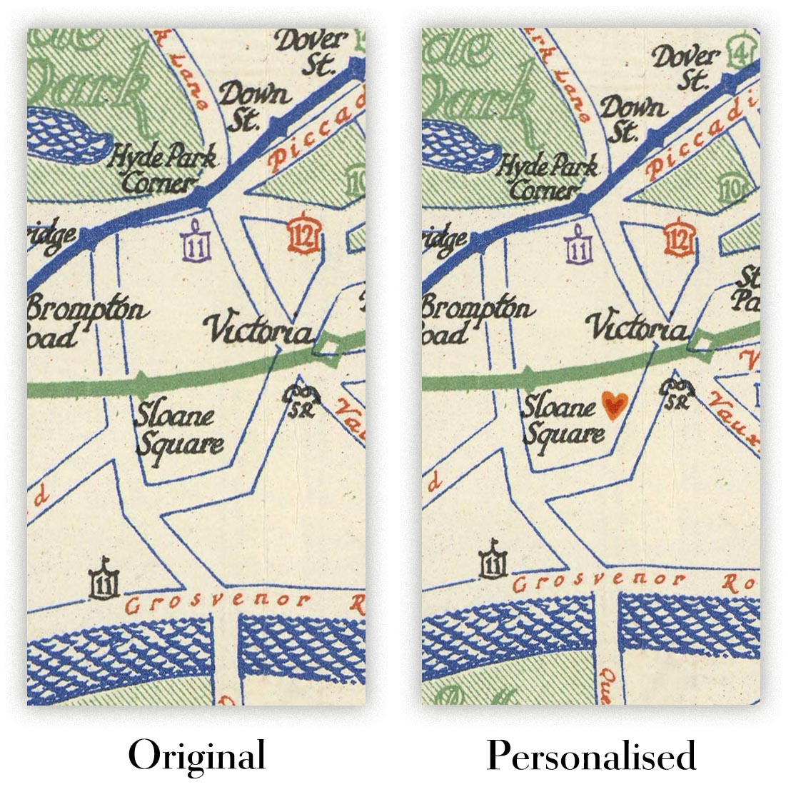 Image showing the difference between an Original map and a Personalised map