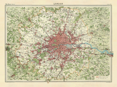Alte Karte von Groß-London, 1922: Themse, Kleinmaßstab, Vororte 