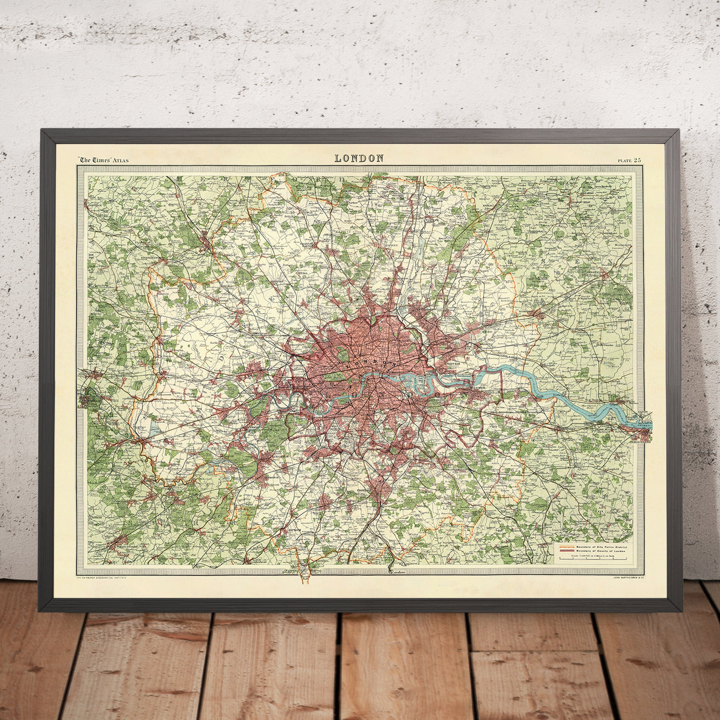 Alte Karte von Groß-London, 1922: Themse, Kleinmaßstab, Vororte 
