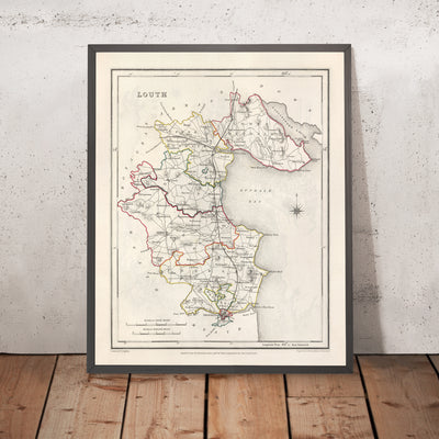 Old Map of County Louth by Samuel Lewis, 1844: Dundalk, Drogheda, Ardee, Carlingford, Cooley Peninsula