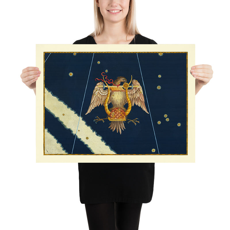 Antica mappa stellare di Lyra di Johann Bayer, 1603 - Mappa delle costellazioni celesti 