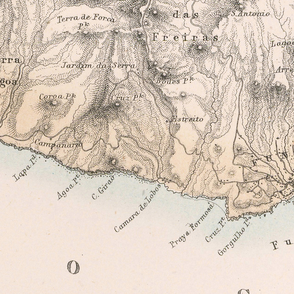 Ancienne carte de Madère par Fullarton, 1865 : Funchal, Pico Ruivo, Baie de Funchal, Vignettes, Topographie