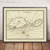 Old Malta and Gozo Nautical Chart by Heather, 1802: Detailed Coastlines, Soundings, Compass Rose