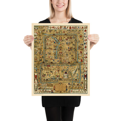 Alter pictorialer Stadtplan von Peking von Dorn, 1936: Verbotene Stadt, Himmelstempel, Sommerpalast, Ming-Gräber, Chinesische Mauer 