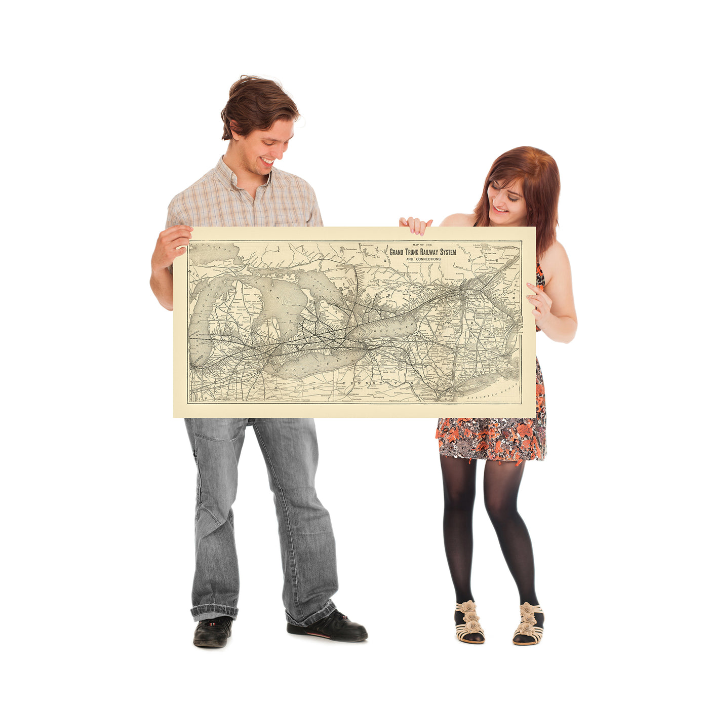 Old Map of the Grand Trunk Railway, 1898: Toronto, Chicago, Niagara Falls, Ontario, Quebec