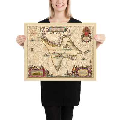 Antigua mapa del Estrecho de Magallanes por Visscher, 1690: Tierra del Fuego, Patagonia, Magallanes y Antártida Chilena, Río Gallegos, Riesco 
