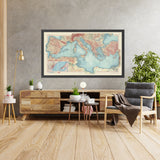 Mapa antiguo del mundo del Mar Mediterráneo y países, 1967: Desde Gibraltar hasta Israel 