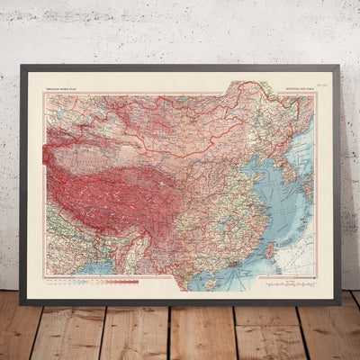 Mapa antiguo de Mongolia y China, 1967: Corea, Taiwán, Atlas político y físico detallado 