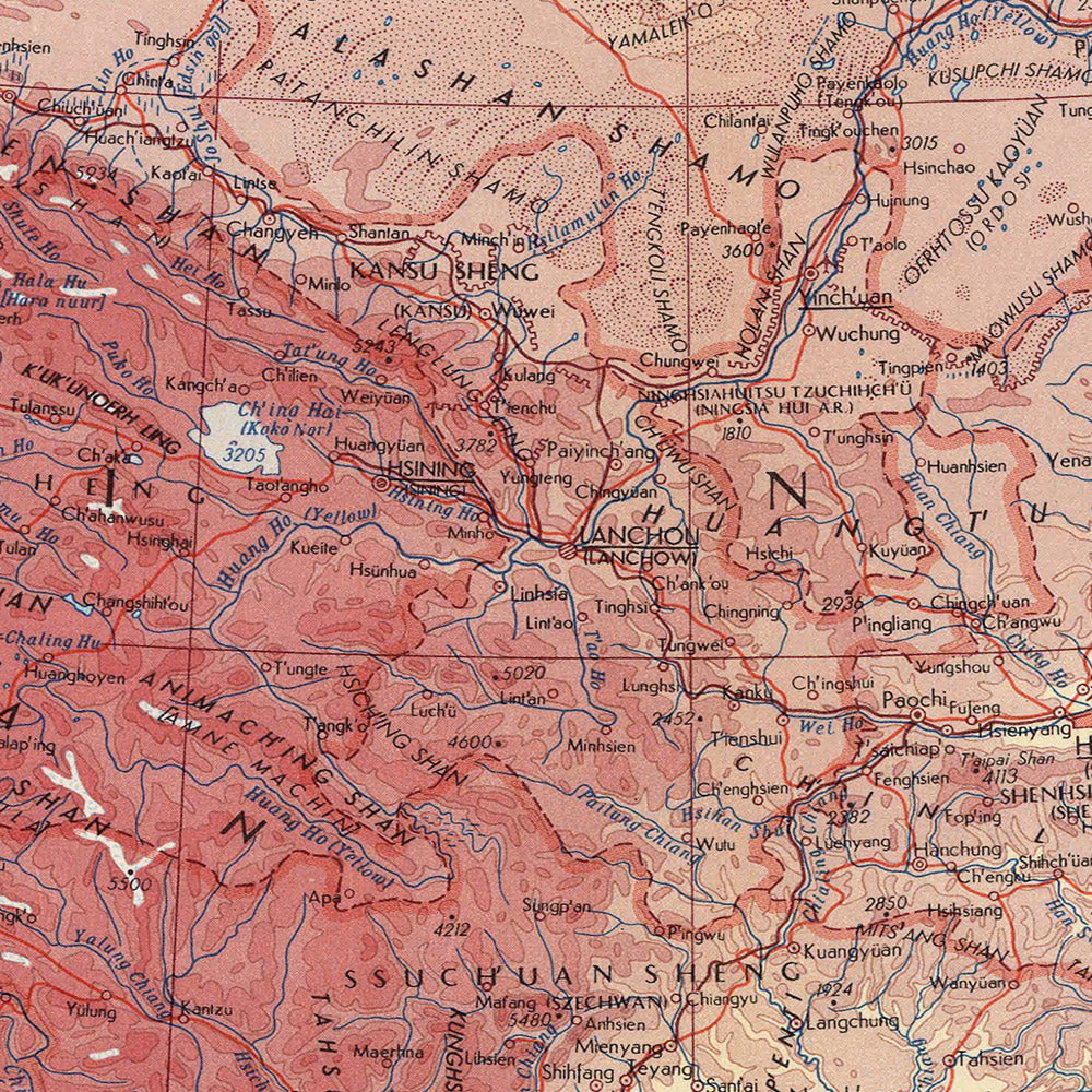 Mapa antiguo de Mongolia y China, 1967: Corea, Taiwán, Atlas político y físico detallado 