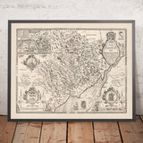 Old Map of Monmouthshire by Speed, 1610: Monmouth, Abergavenny, Chepstow, Newport, Usk