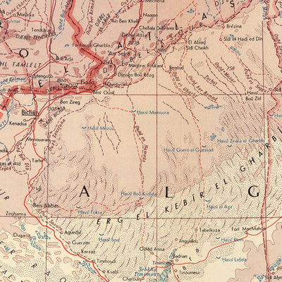 Old Map of Northwest Africa, 1967: Morocco, Algeria, Tunisia, Sahara Desert, Western Sahara