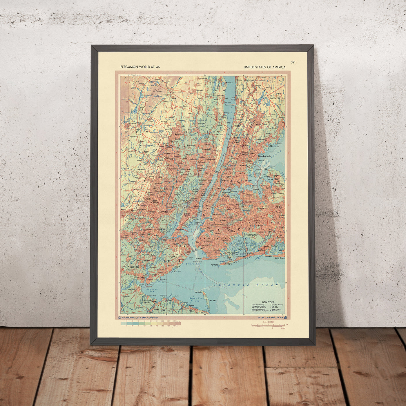 Old Map of New York City, 1967: Manhattan, Brooklyn, The Bronx, Newark, Jersey City