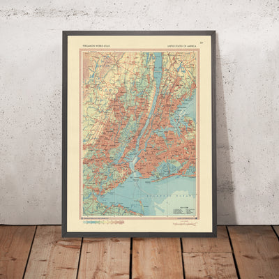 Old Map of New York City, 1967: Manhattan, Brooklyn, The Bronx, Newark, Jersey City