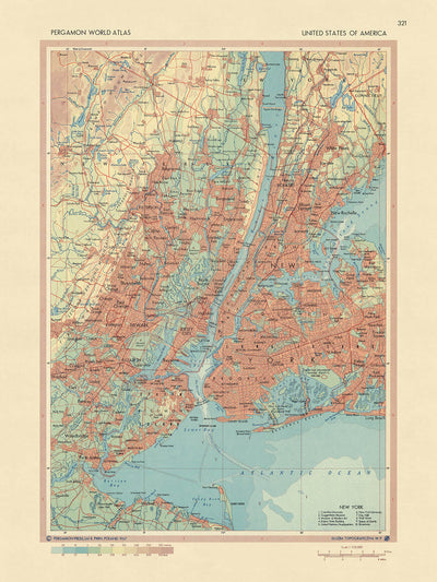 Old Map of New York City, 1967: Manhattan, Brooklyn, The Bronx, Newark, Jersey City