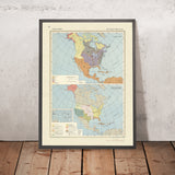 Antigua infografía del mapa de la era colonial y expansión de América del Norte, 1967: Compra de Luisiana, Compra de Gadsden, Territorios nativos americanos 