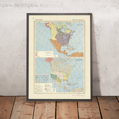 Old Infographic Map of North American Colonial Era & Expansion, 1967: Louisiana Purchase, Gadsden Purchase, Native American Territories