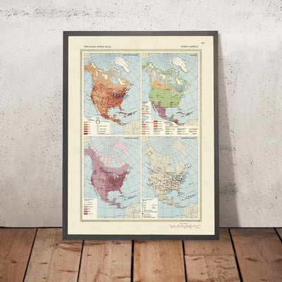 Antigua infografía del mapa de demografía y comunicaciones de América del Norte, 1967: Mapa de carreteras y ferrocarriles de la Guerra Fría 