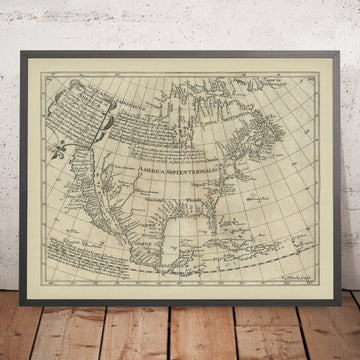 Mapa antiguo raro de América del Norte por Briggs, 1625: Cabo Cod, Bahía de Hudson, Jamestown, Isla de California, San Diego 
