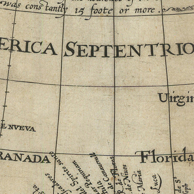 Seltene alte Karte von Nordamerika von Briggs, 1625: Cape Cod, Hudson Bay, Jamestown, Kalifornieninsel, San Diego 