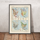Old Infographic Map of North America, 1967: Land Use, Vegetation, Mineral Resources