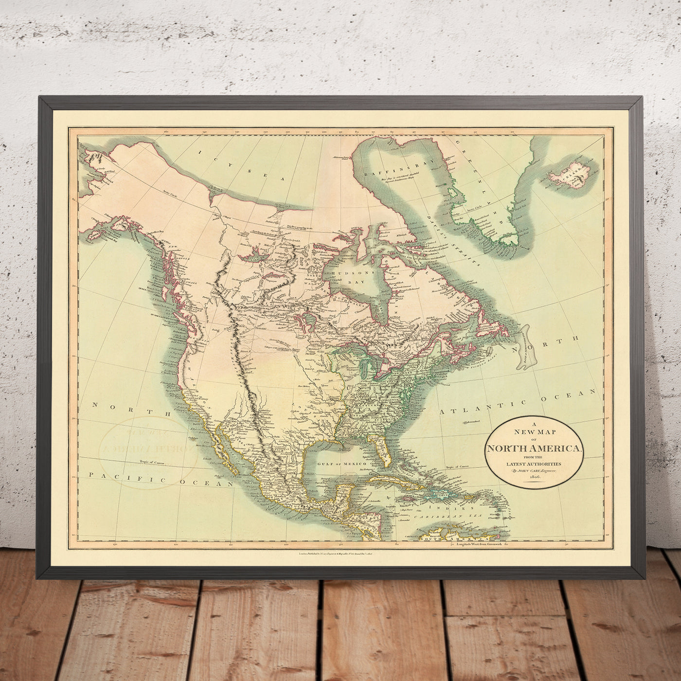 Ancienne carte de l'achat de la Louisiane en Amérique du Nord par Cary, 1806 : Côte incomplète de l'Alaska et du Canada 