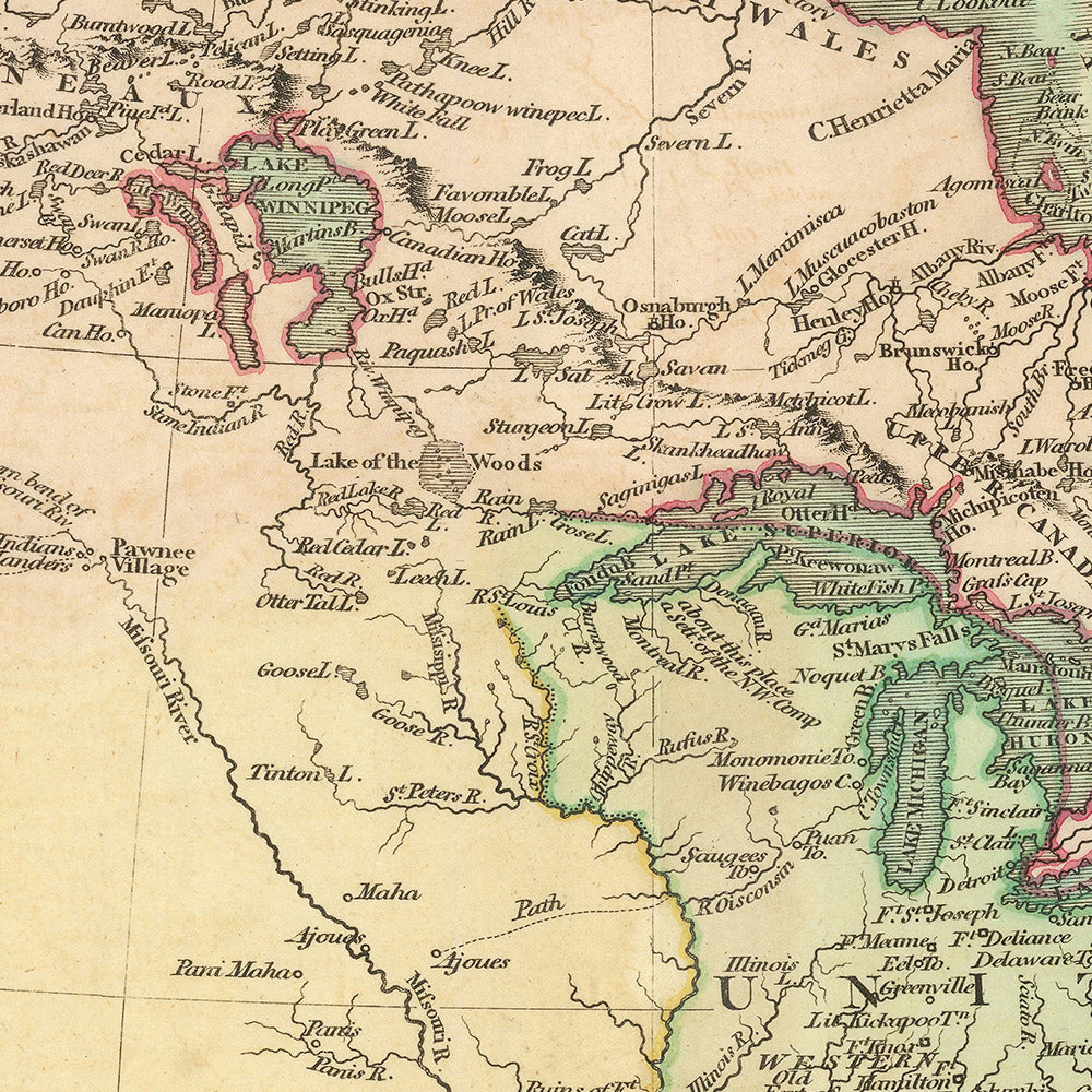 Ancienne carte de l'achat de la Louisiane en Amérique du Nord par Cary, 1806 : Côte incomplète de l'Alaska et du Canada 