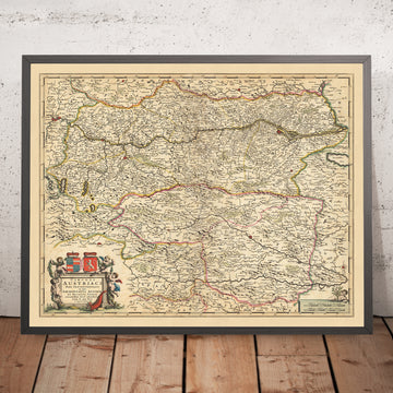 Ancienne carte du cercle autrichien du nord par Visscher, 1690 : Vienne, Graz, Linz, Maribor, parc national de Gesäuse