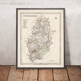 Mappa antica del Nottinghamshire di Samuel Lewis, 1844: Nottingham, Mansfield, Worksop, Newark, Retford 