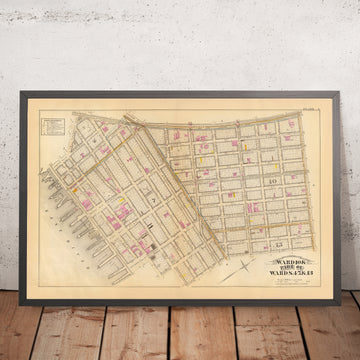 Ancienne carte du Lower East Side, Manhattan par Bromley, 1879 : James, Market, Pike, Rutgers Slip, Chatham Square