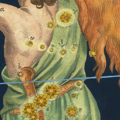 Alter Sternenkarte des Orion von Johann Bayer, 1603 - Himmelskonstellationskarte 